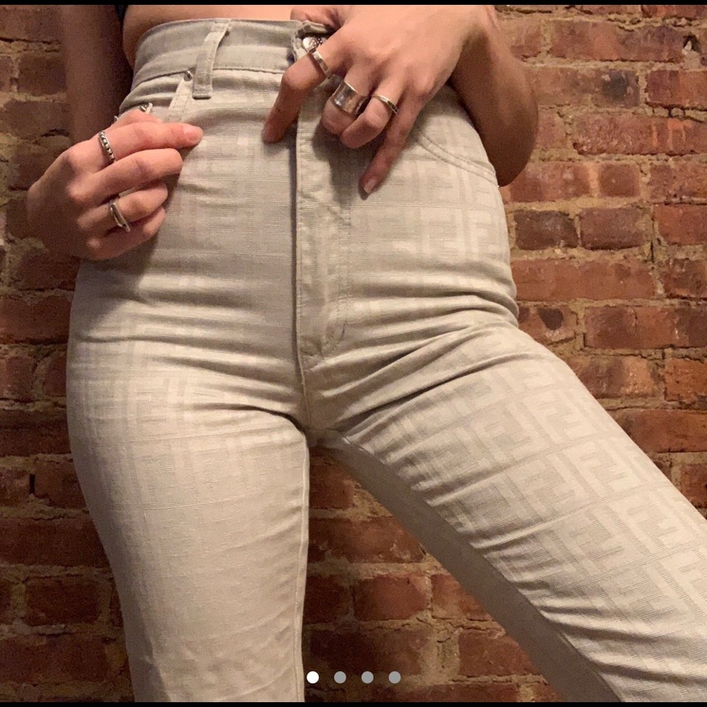 ISO Fendi Zucca Jeans pants White cream beige